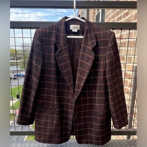 Worthington Dark Brown Checkered Blazer